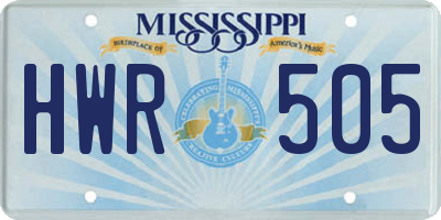 MS license plate HWR505