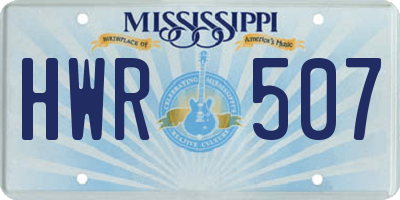 MS license plate HWR507