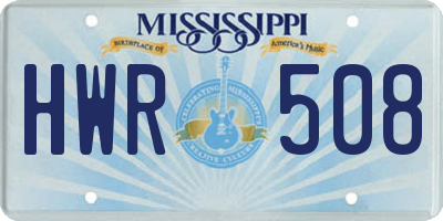 MS license plate HWR508