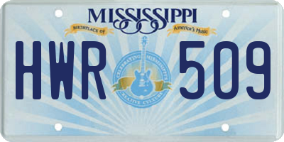 MS license plate HWR509