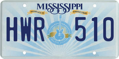 MS license plate HWR510