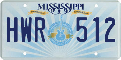 MS license plate HWR512