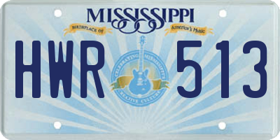 MS license plate HWR513