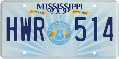 MS license plate HWR514
