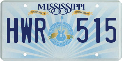 MS license plate HWR515