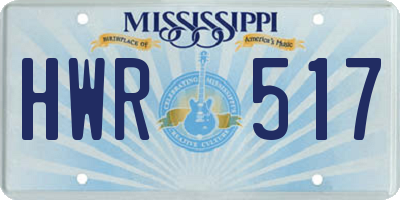 MS license plate HWR517