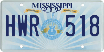 MS license plate HWR518