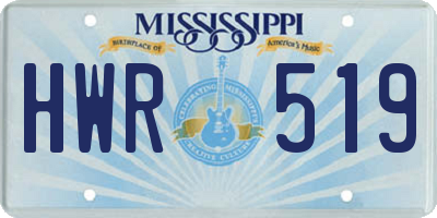 MS license plate HWR519