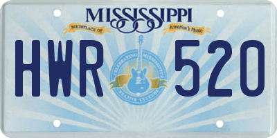 MS license plate HWR520