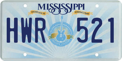 MS license plate HWR521