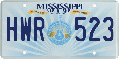 MS license plate HWR523