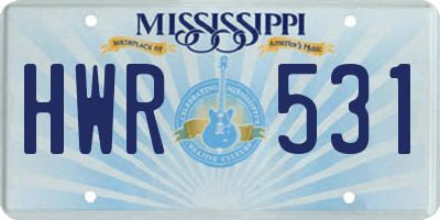 MS license plate HWR531