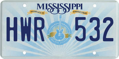 MS license plate HWR532