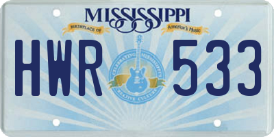 MS license plate HWR533
