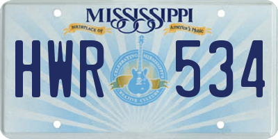 MS license plate HWR534