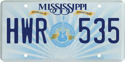 MS license plate HWR535