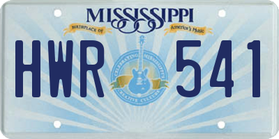 MS license plate HWR541