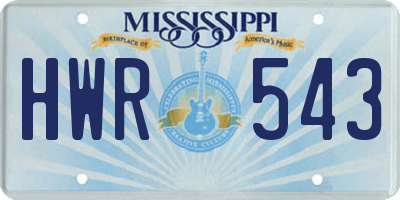 MS license plate HWR543