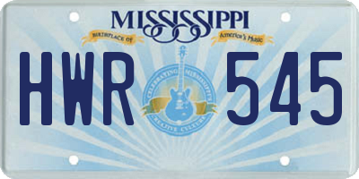 MS license plate HWR545