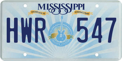 MS license plate HWR547