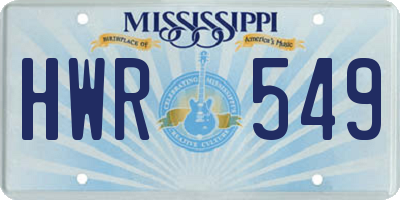 MS license plate HWR549