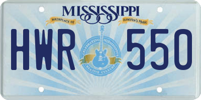 MS license plate HWR550