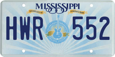 MS license plate HWR552
