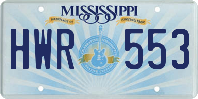 MS license plate HWR553