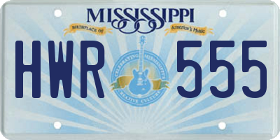 MS license plate HWR555