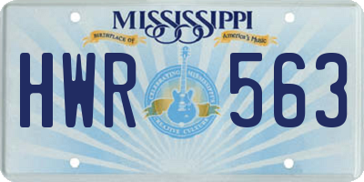 MS license plate HWR563