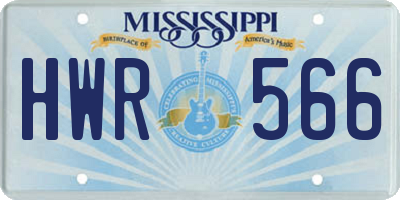 MS license plate HWR566