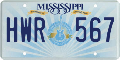 MS license plate HWR567