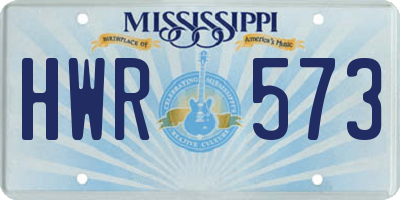 MS license plate HWR573