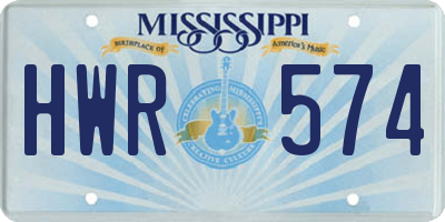 MS license plate HWR574