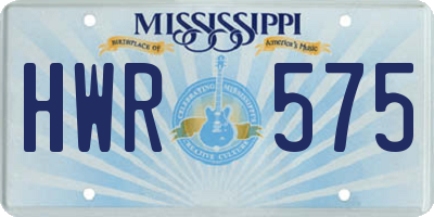 MS license plate HWR575