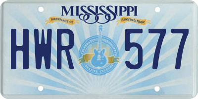 MS license plate HWR577