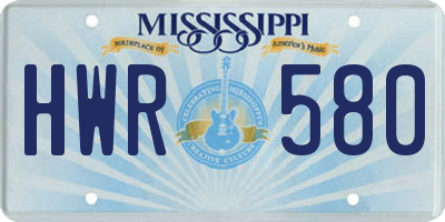 MS license plate HWR580