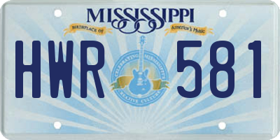 MS license plate HWR581