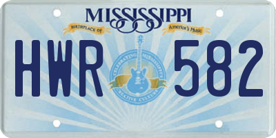 MS license plate HWR582
