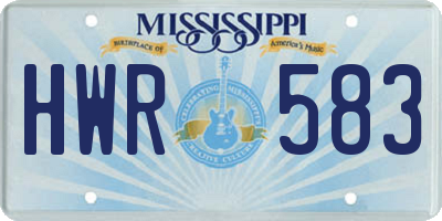 MS license plate HWR583