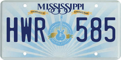 MS license plate HWR585