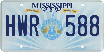MS license plate HWR588