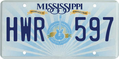 MS license plate HWR597