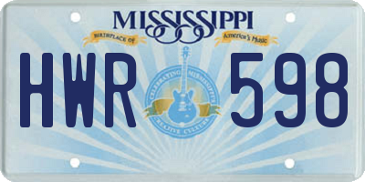 MS license plate HWR598