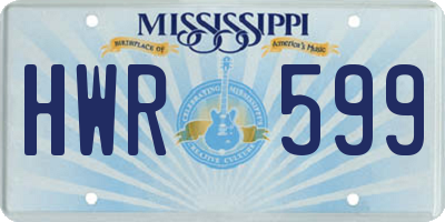 MS license plate HWR599