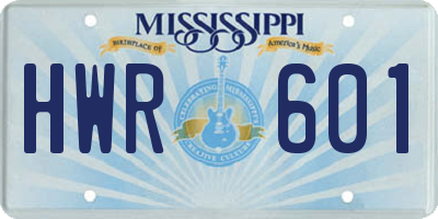 MS license plate HWR601