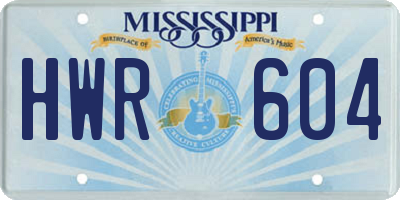 MS license plate HWR604
