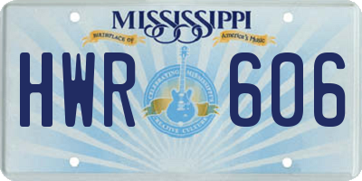 MS license plate HWR606