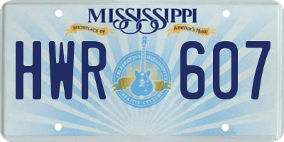 MS license plate HWR607