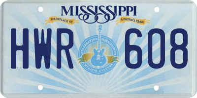 MS license plate HWR608